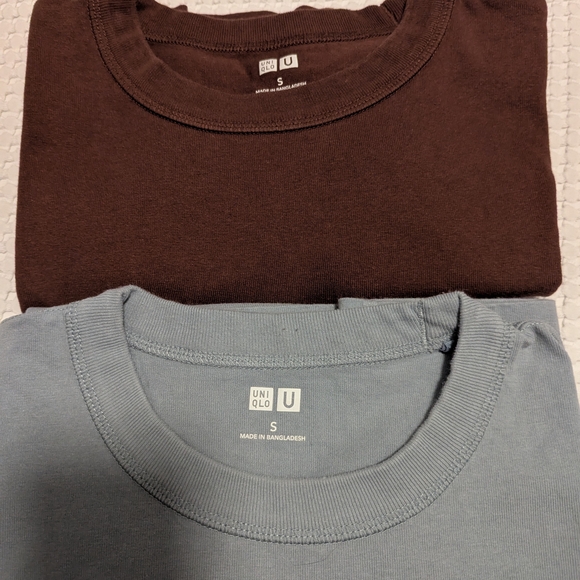 Uniqlo U-crew Men's Brown and Powder Blue Shirts - Picture 1 of 4